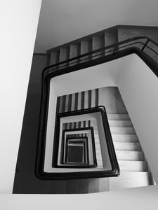 Preview wallpaper staircase, spiral, aerial view, black and white