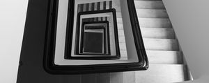 Preview wallpaper staircase, spiral, aerial view, black and white