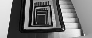 Preview wallpaper staircase, spiral, aerial view, black and white
