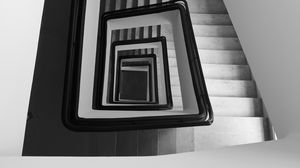 Preview wallpaper staircase, spiral, aerial view, black and white