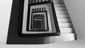 Preview wallpaper staircase, spiral, aerial view, black and white