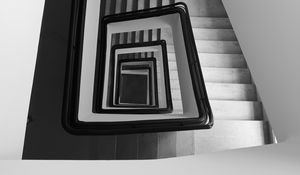 Preview wallpaper staircase, spiral, aerial view, black and white