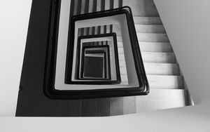 Preview wallpaper staircase, spiral, aerial view, black and white