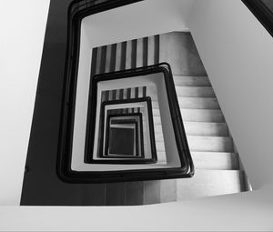 Preview wallpaper staircase, spiral, aerial view, black and white