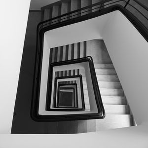 Preview wallpaper staircase, spiral, aerial view, black and white