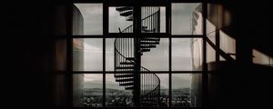 Preview wallpaper staircase, spiral, architecture, dark, room, window