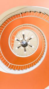 Preview wallpaper staircase, spiral, architecture, bottom view, orange