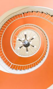 Preview wallpaper staircase, spiral, architecture, bottom view, orange