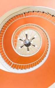 Preview wallpaper staircase, spiral, architecture, bottom view, orange