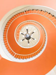 Preview wallpaper staircase, spiral, architecture, bottom view, orange