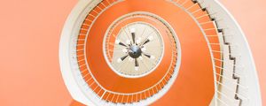 Preview wallpaper staircase, spiral, architecture, bottom view, orange