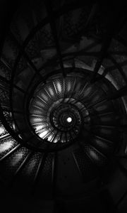 Preview wallpaper staircase, spiral, bw, dark, architecture, construction