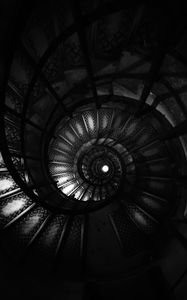 Preview wallpaper staircase, spiral, bw, dark, architecture, construction