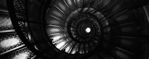 Preview wallpaper staircase, spiral, bw, dark, architecture, construction