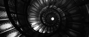 Preview wallpaper staircase, spiral, bw, dark, architecture, construction