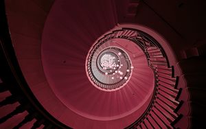 Preview wallpaper staircase, spiral, chandelier, construction, architecture