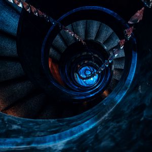 Preview wallpaper staircase, spiral, dark, construction