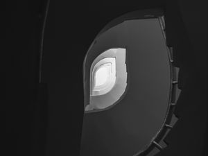 Preview wallpaper staircase, spiral staircase, bw, bottom view