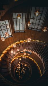 Preview wallpaper staircase, spiral staircase, lamps, lighting