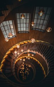 Preview wallpaper staircase, spiral staircase, lamps, lighting