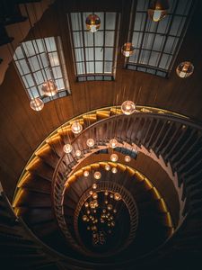 Preview wallpaper staircase, spiral staircase, lamps, lighting