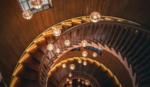 Preview wallpaper staircase, spiral staircase, lamps, lighting