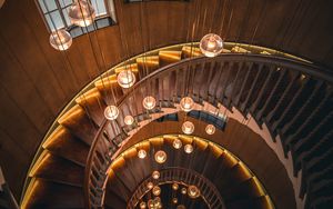 Preview wallpaper staircase, spiral staircase, lamps, lighting