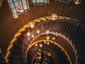 Preview wallpaper staircase, spiral staircase, lamps, lighting