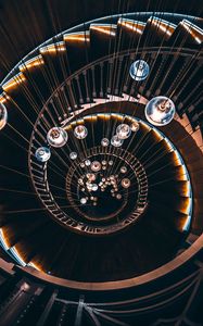 Preview wallpaper staircase, spiral staircase, light bulbs, spiral