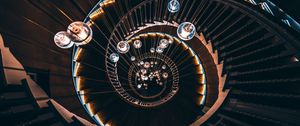 Preview wallpaper staircase, spiral staircase, light bulbs, spiral