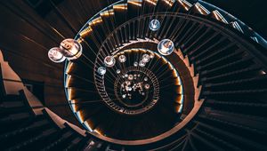 Preview wallpaper staircase, spiral staircase, light bulbs, spiral