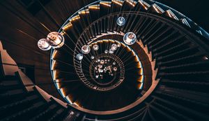 Preview wallpaper staircase, spiral staircase, light bulbs, spiral