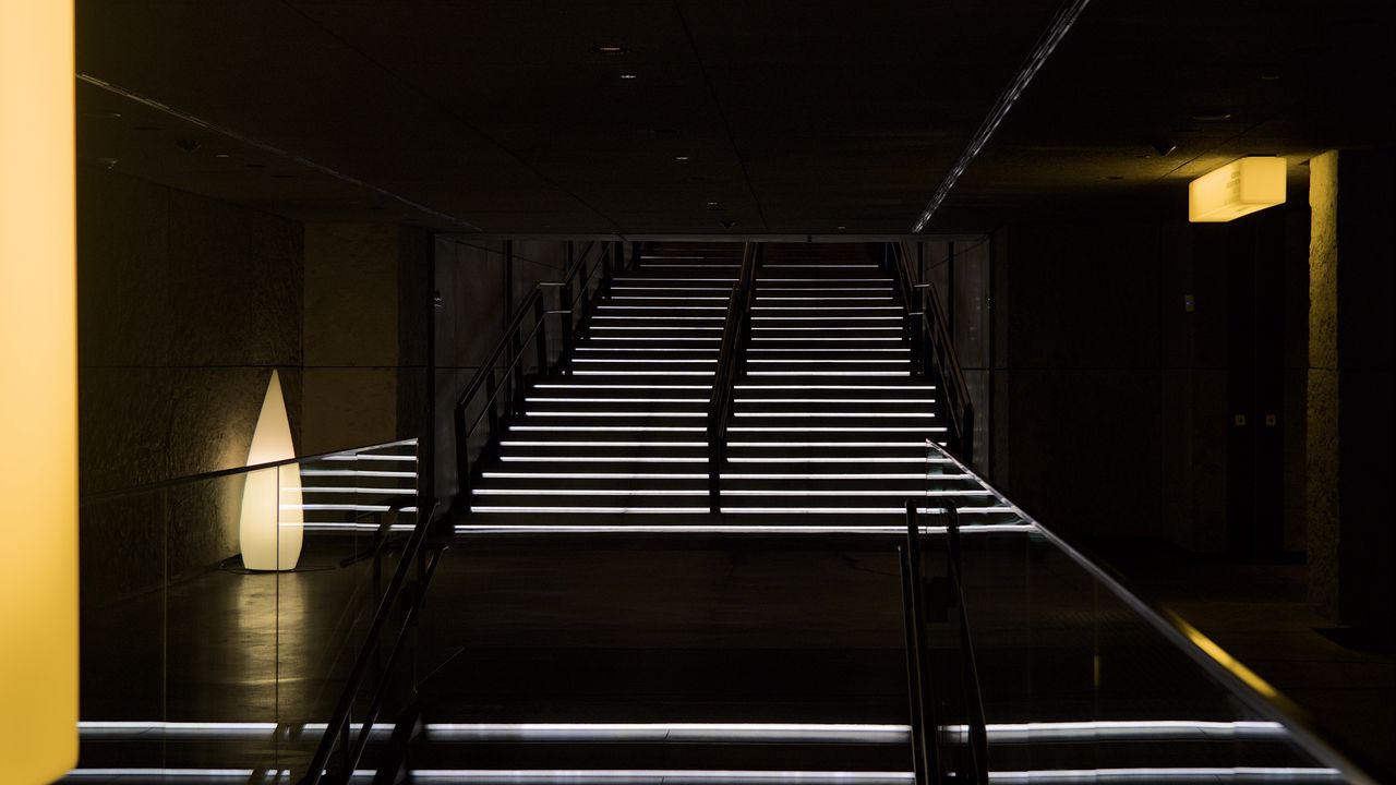 Wallpaper staircase, steps, backlight, dark