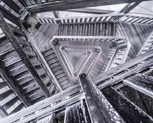 Preview wallpaper staircase, steps, depth, architecture, black and white