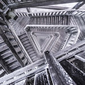 Preview wallpaper staircase, steps, depth, architecture, black and white