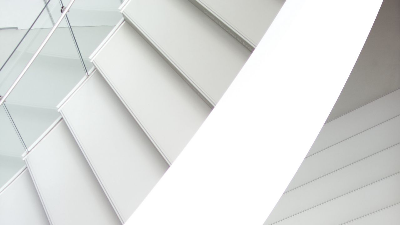 Wallpaper staircase, white, architecture, minimalism