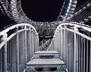 Preview wallpaper staircase, winding, twisted, structure, metal, backlight