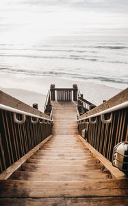 Preview wallpaper stairs, beach, sea