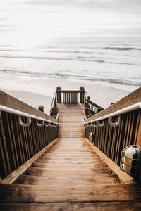 Preview wallpaper stairs, beach, sea