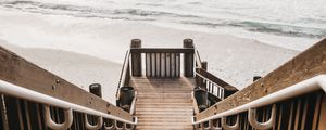 Preview wallpaper stairs, beach, sea