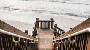 Preview wallpaper stairs, beach, sea