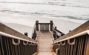 Preview wallpaper stairs, beach, sea