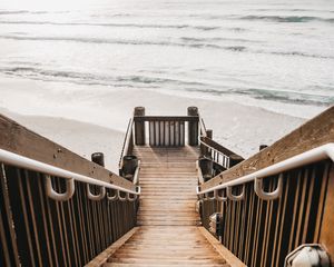 Preview wallpaper stairs, beach, sea