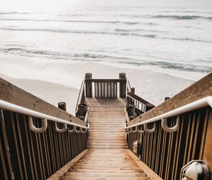 Preview wallpaper stairs, beach, sea