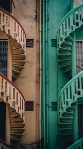 Preview wallpaper stairs, building, spiral staircase, facade, singapore