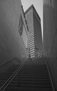 Preview wallpaper stairs, buildings, edges, black and white