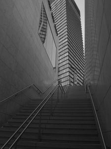 Preview wallpaper stairs, buildings, edges, black and white