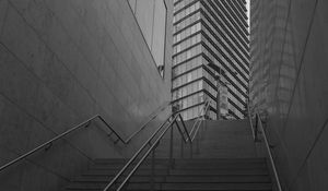 Preview wallpaper stairs, buildings, edges, black and white