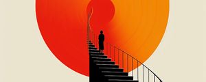 Preview wallpaper stairs, circles, silhouettes, art