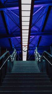 Preview wallpaper stairs, clock, architecture, room, lighting